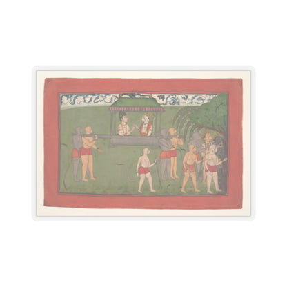 unknown - Lakshmana and Sugriva Being Carried by Palanquin to Receive Rama's Blessings- Folio from - ca. 1710–25 v1 - STICKER Vinyl Kiss-Cut Decal