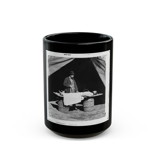 Unknown Location. Embalming Surgeon At Work On Soldier's Body (U.S. Civil War) Black Coffee Mug-15oz-The Sticker Space