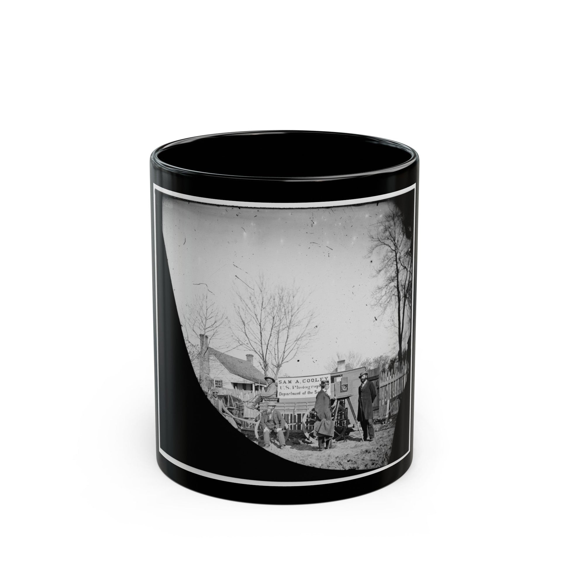 Unknown Location. Wagons And Camera Of Sam A. Cooley, U.S. Photographer, Department Of The South (U.S. Civil War) Black Coffee Mug-11oz-The Sticker Space