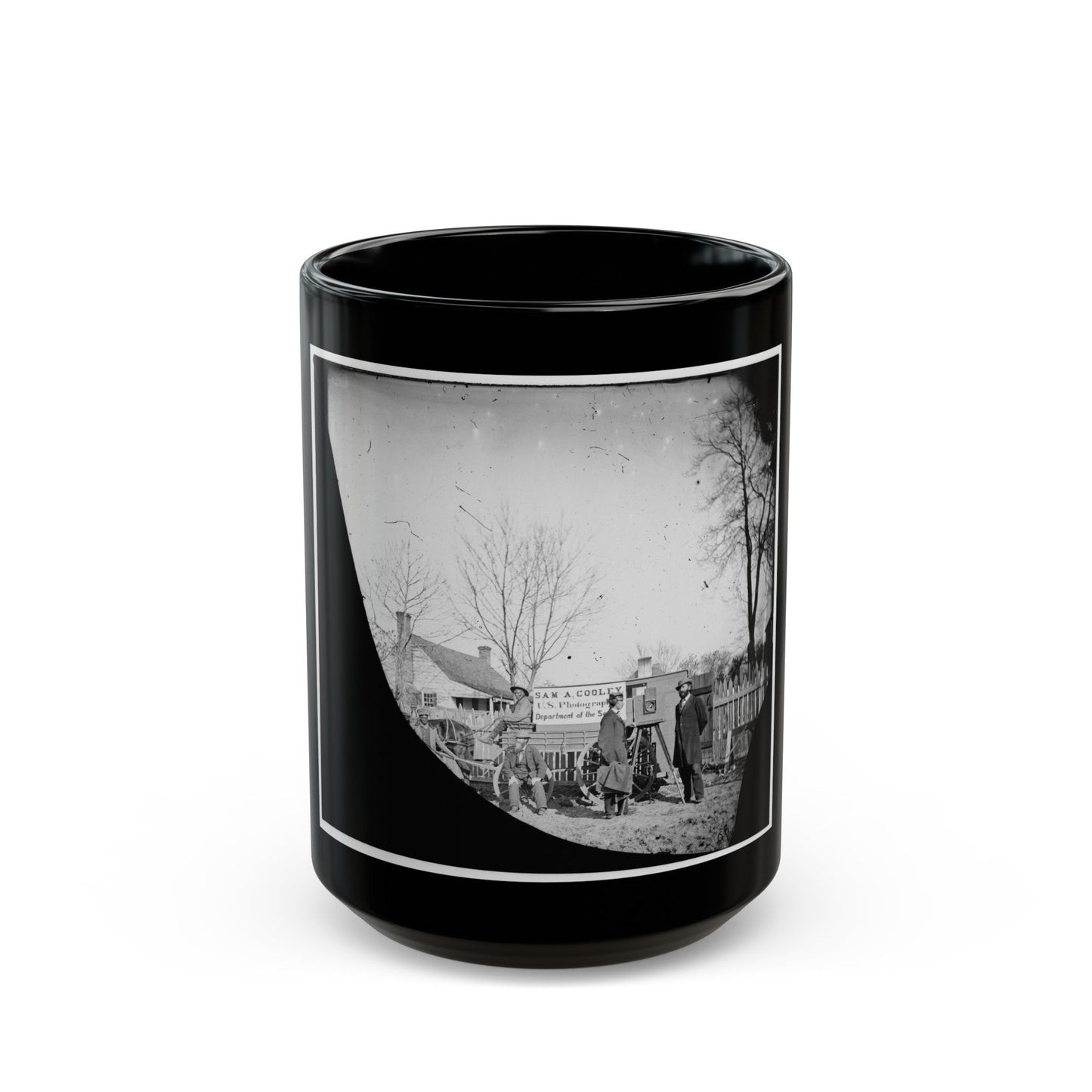 Unknown Location. Wagons And Camera Of Sam A. Cooley, U.S. Photographer, Department Of The South (U.S. Civil War) Black Coffee Mug-15oz-The Sticker Space