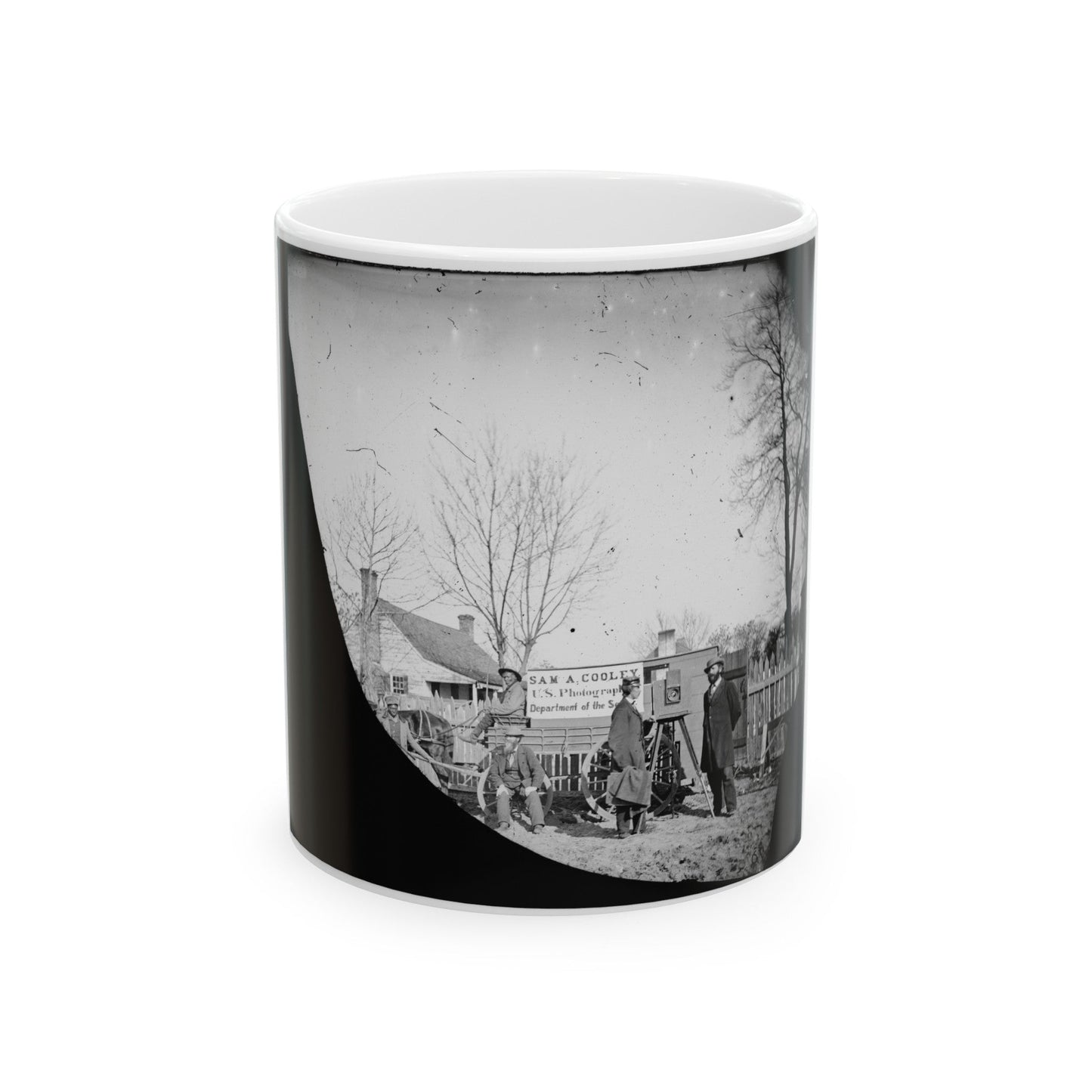 Unknown Location. Wagons And Camera Of Sam A. Cooley, U.S. Photographer, Department Of The South (U.S. Civil War) White Coffee Mug-11oz-The Sticker Space