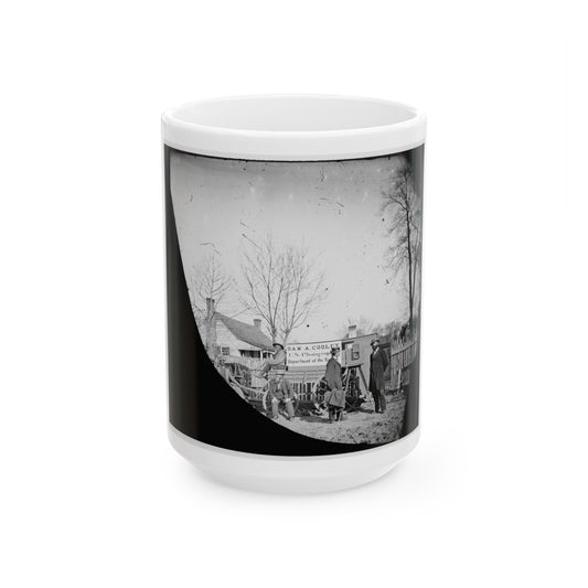 Unknown Location. Wagons And Camera Of Sam A. Cooley, U.S. Photographer, Department Of The South (U.S. Civil War) White Coffee Mug-15oz-The Sticker Space