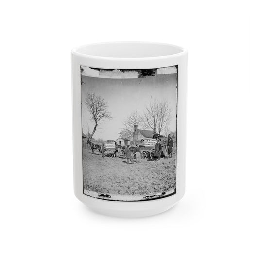 Unknown Location. Wagons And Camera Of Sam A. Cooley, U.S. Photographer, Department Of The South(2) (U.S. Civil War) White Coffee Mug-15oz-The Sticker Space