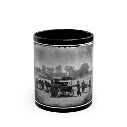 Unknown Location. Zouave Ambulance Crew Demonstrating Removal Of Wounded Soldiers From The Field; Another View (U.S. Civil War) Black Coffee Mug-11oz-The Sticker Space