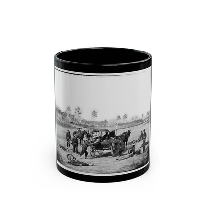 Unknown Location. Zouave Ambulance Crew Demonstrating Removal Of Wounded Soldiers From The Field (U.S. Civil War) Black Coffee Mug-11oz-The Sticker Space