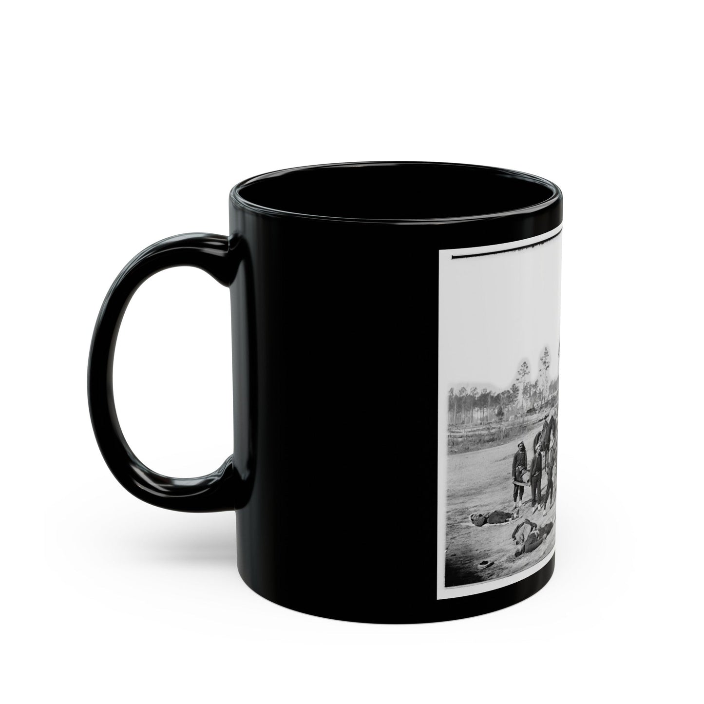 Unknown Location. Zouave Ambulance Crew Demonstrating Removal Of Wounded Soldiers From The Field (U.S. Civil War) Black Coffee Mug-The Sticker Space