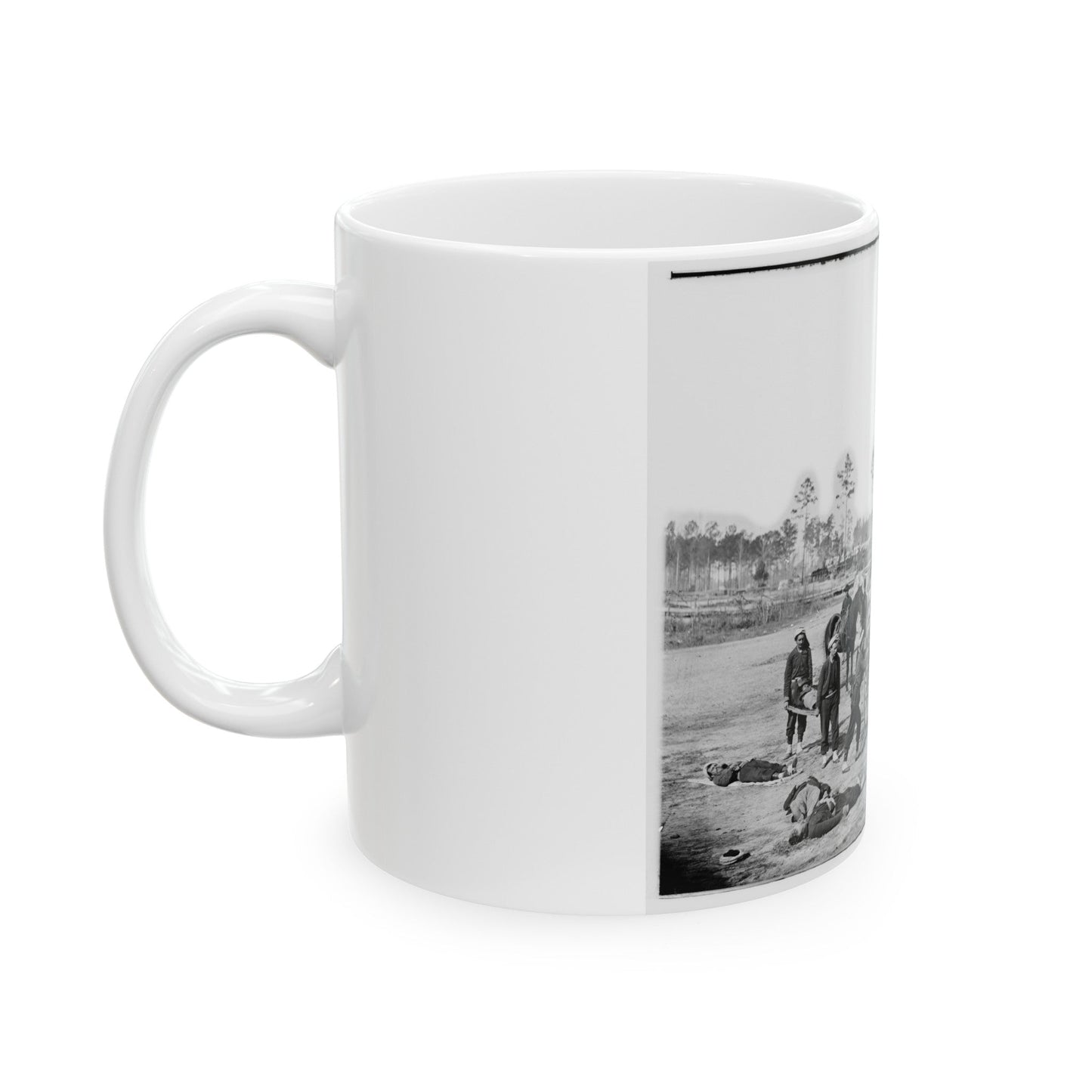 Unknown Location. Zouave Ambulance Crew Demonstrating Removal Of Wounded Soldiers From The Field (U.S. Civil War) White Coffee Mug-The Sticker Space