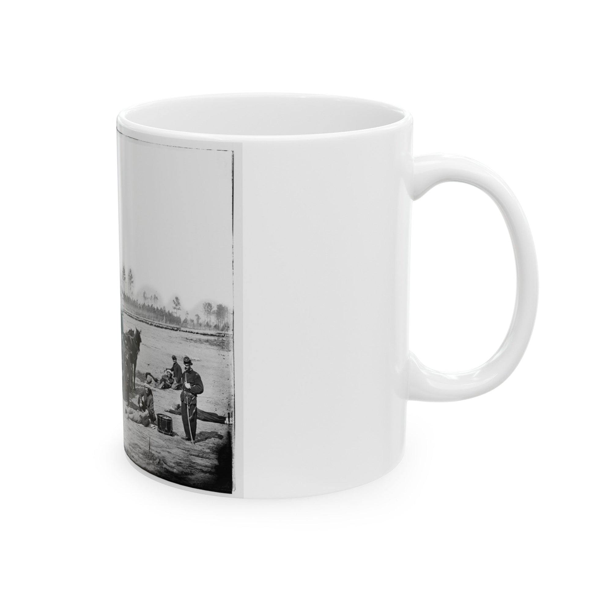 Unknown Location. Zouave Ambulance Crew Demonstrating Removal Of Wounded Soldiers From The Field (U.S. Civil War) White Coffee Mug-The Sticker Space