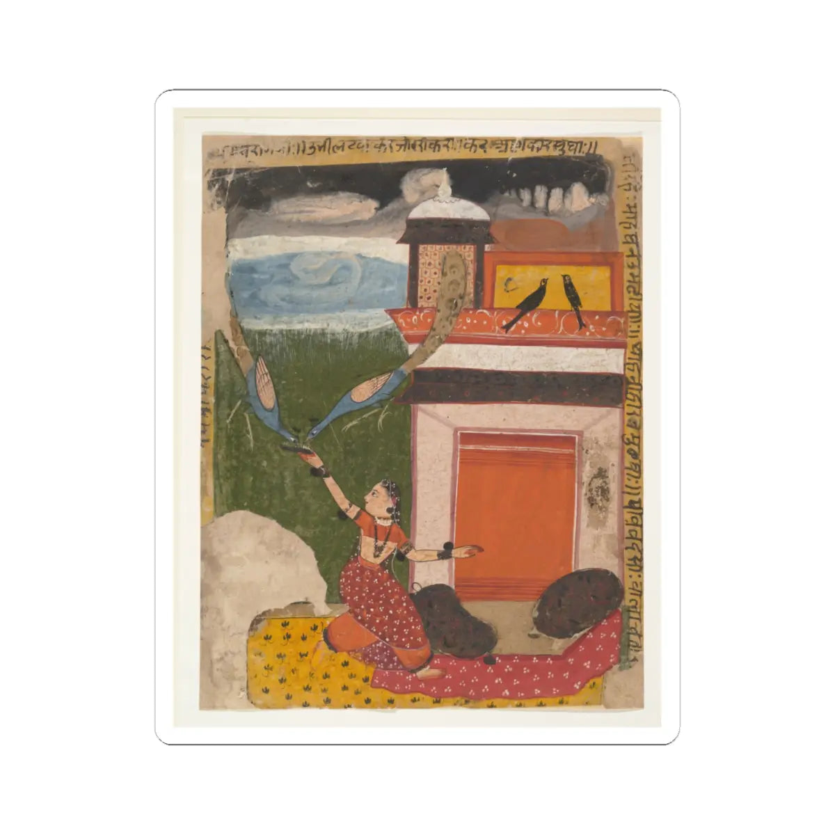 unknown - Madhumadhavai Ragini- Page from a Dispersed Ragamala Series (Garland of Musical Modes) - ca. 1640–50 v1 - STICKER Vinyl Kiss-Cut Decal