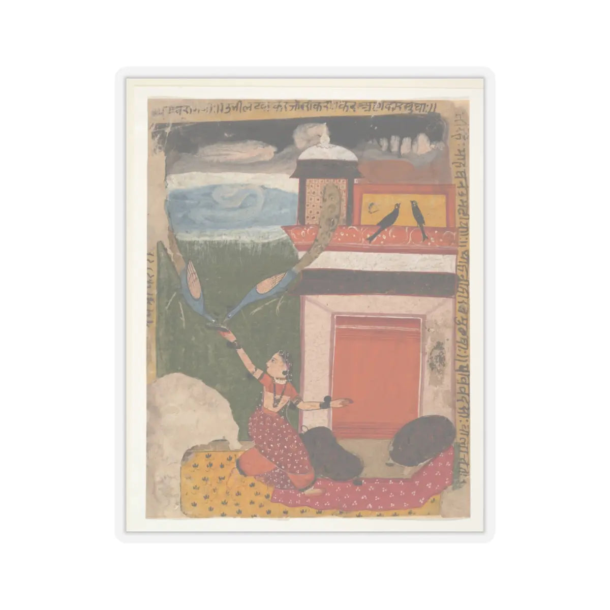 unknown - Madhumadhavai Ragini- Page from a Dispersed Ragamala Series (Garland of Musical Modes) - ca. 1640–50 v1 - STICKER Vinyl Kiss-Cut Decal
