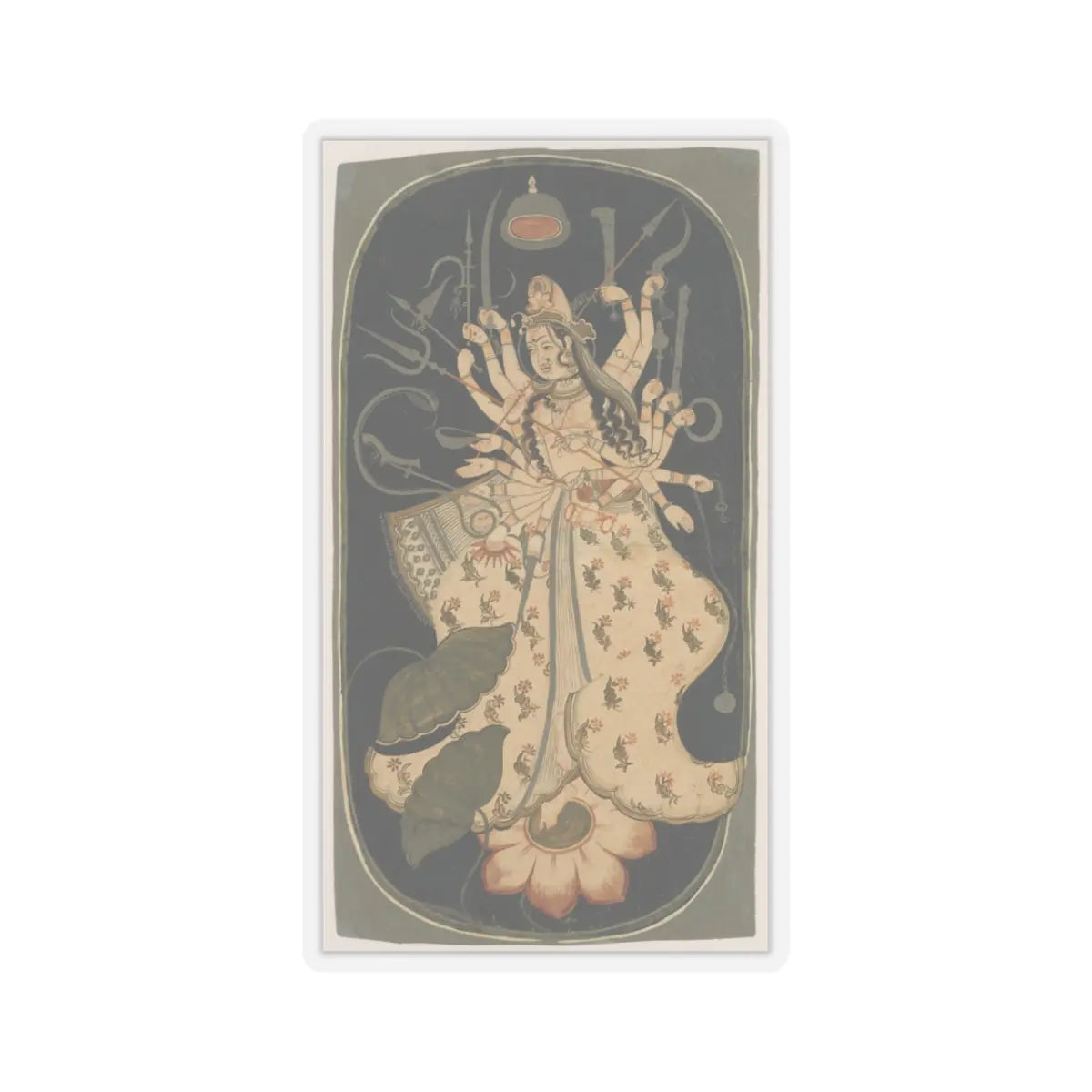 unknown - Mahadevi, the Great Goddess - ca. 1725 v1 - STICKER Vinyl Kiss-Cut Decal