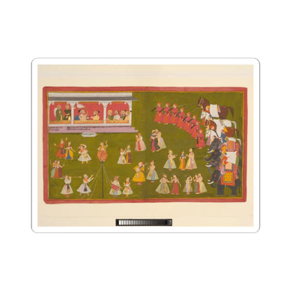 unknown - Maharana Amar Singh II, Prince Sangram Singh and Courtiers Watch a Performance - ca. 1705–8 - STICKER Vinyl Kiss-Cut Decal