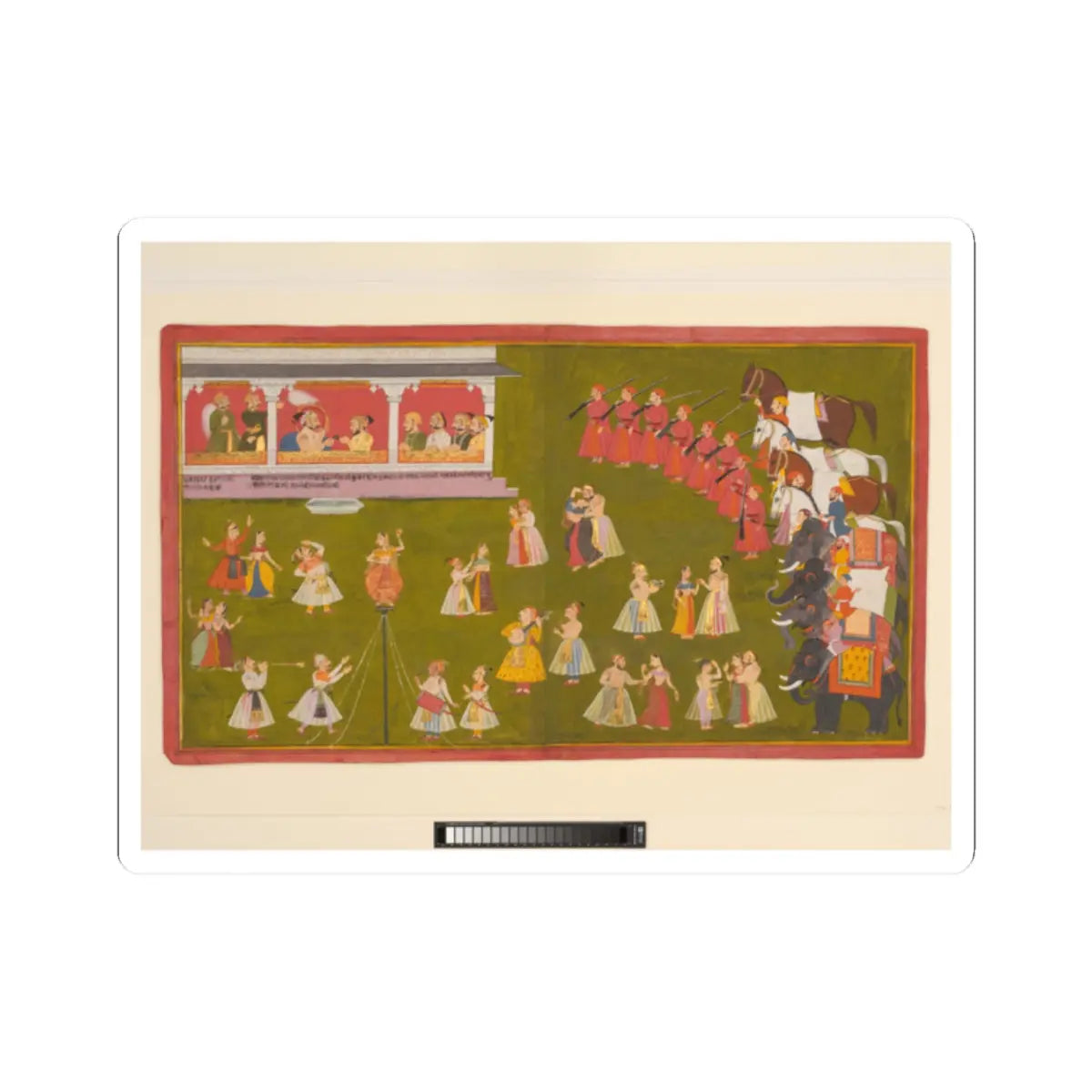 unknown - Maharana Amar Singh II, Prince Sangram Singh and Courtiers Watch a Performance - ca. 1705–8 - STICKER Vinyl Kiss-Cut Decal