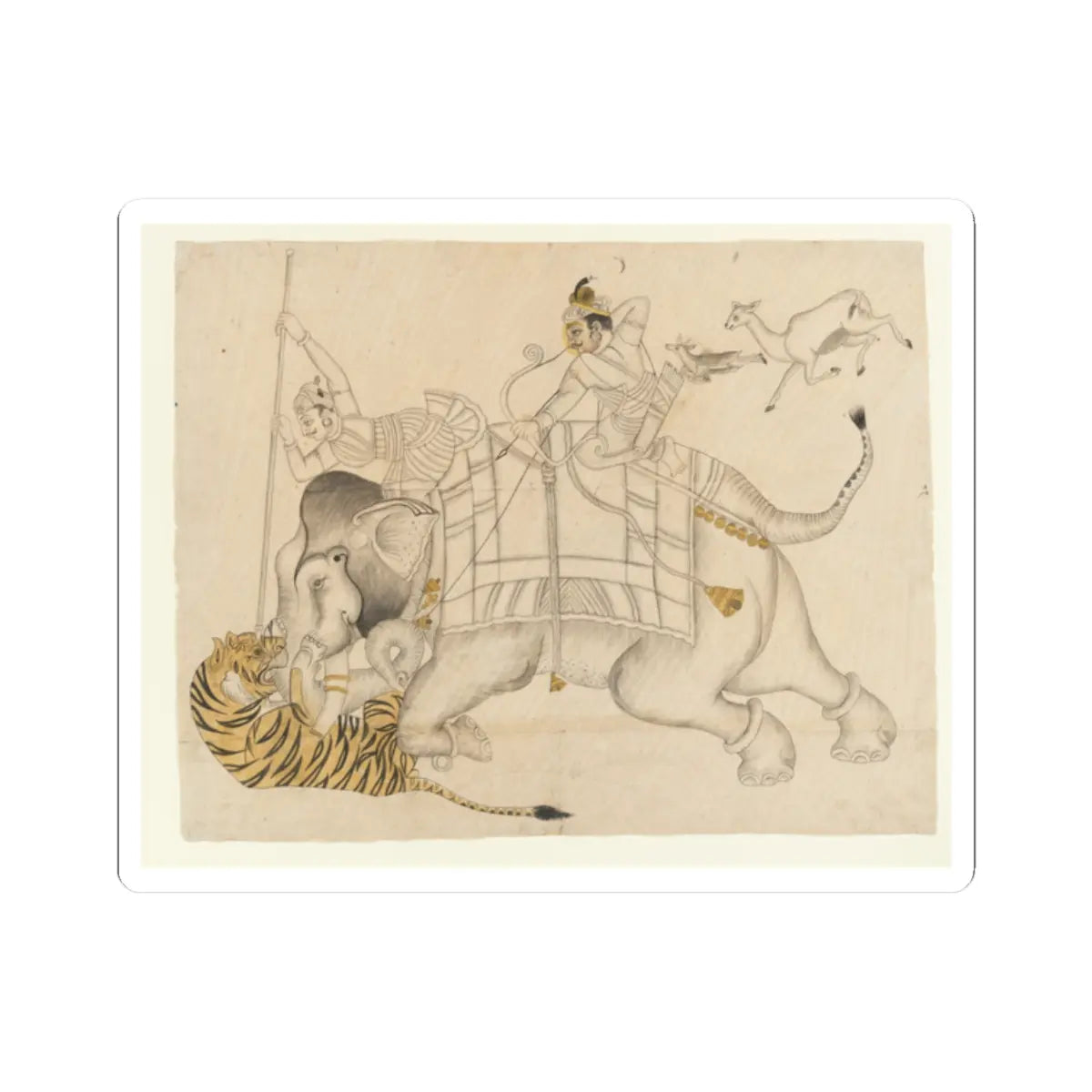 unknown - Maharao Shatru Sal II (1866–89) Hunting a Tiger - ca. 1866–89 v1 - STICKER Vinyl Kiss-Cut Decal