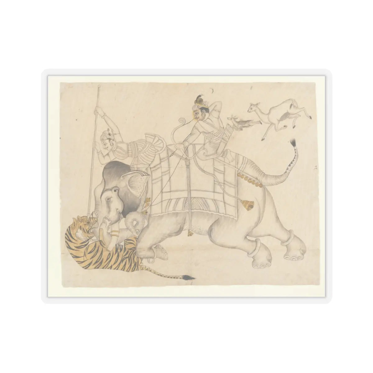 unknown - Maharao Shatru Sal II (1866–89) Hunting a Tiger - ca. 1866–89 v1 - STICKER Vinyl Kiss-Cut Decal