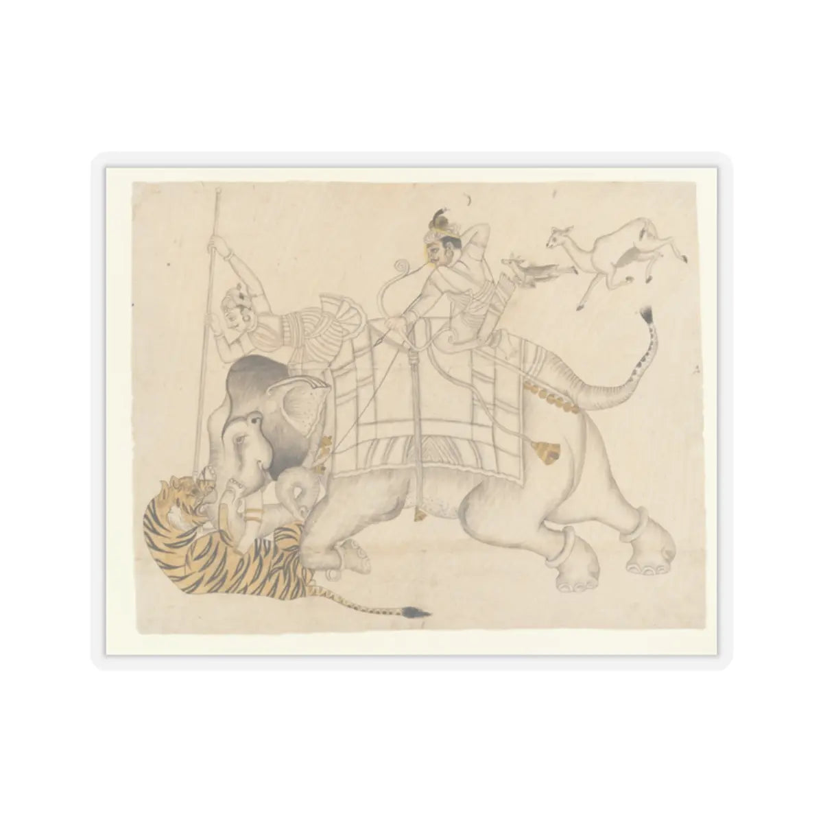 unknown - Maharao Shatru Sal II (1866–89) Hunting a Tiger - ca. 1866–89 v1 - STICKER Vinyl Kiss-Cut Decal