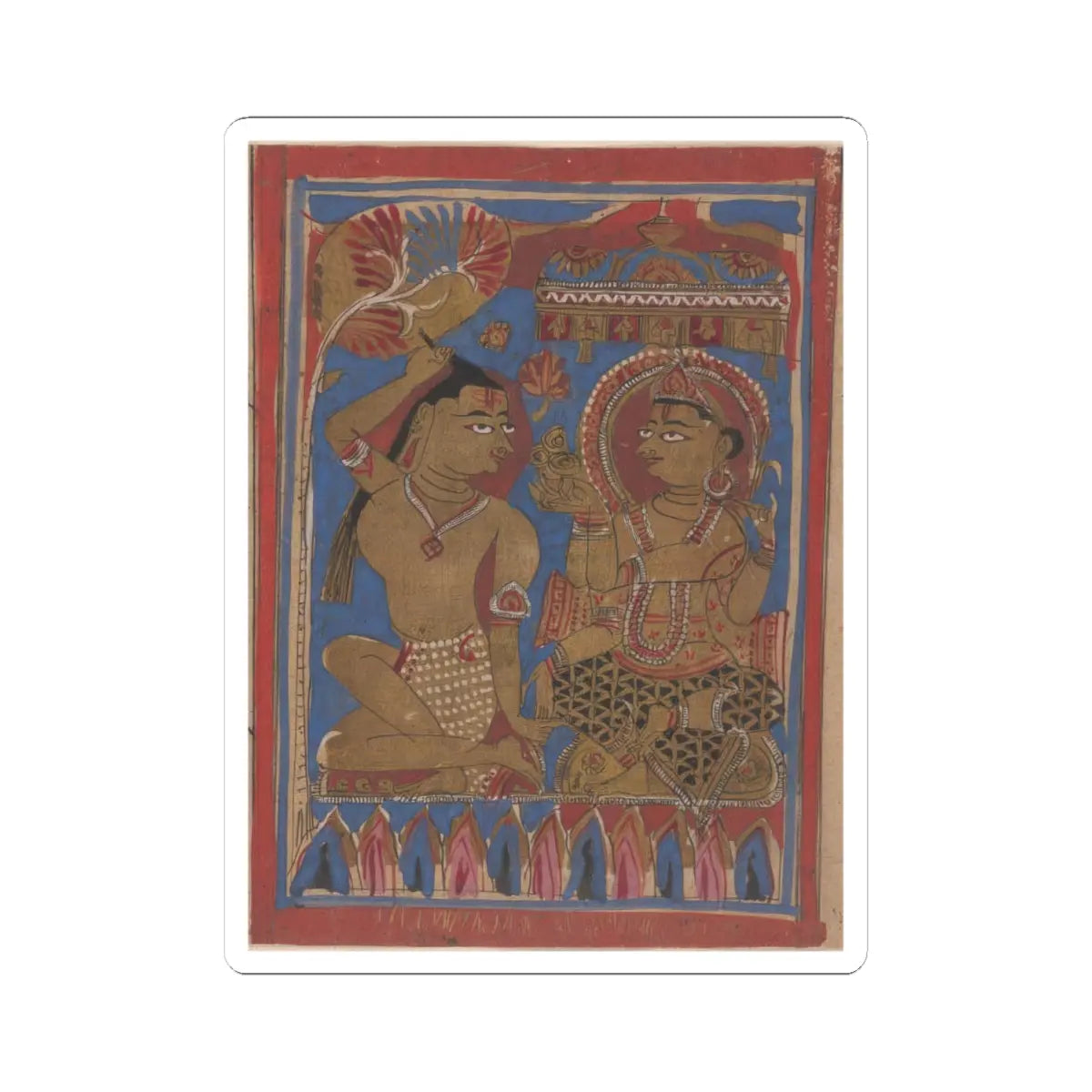 unknown - Mahavira Plucks Out His Hair- Folio from a Kalpasutra Manuscript - 15th century v1 - STICKER Vinyl Kiss-Cut Decal