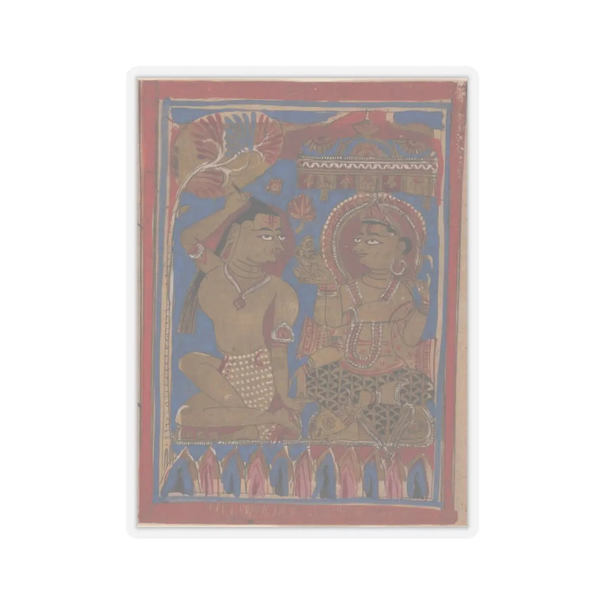 unknown - Mahavira Plucks Out His Hair- Folio from a Kalpasutra Manuscript - 15th century v1 - STICKER Vinyl Kiss-Cut Decal