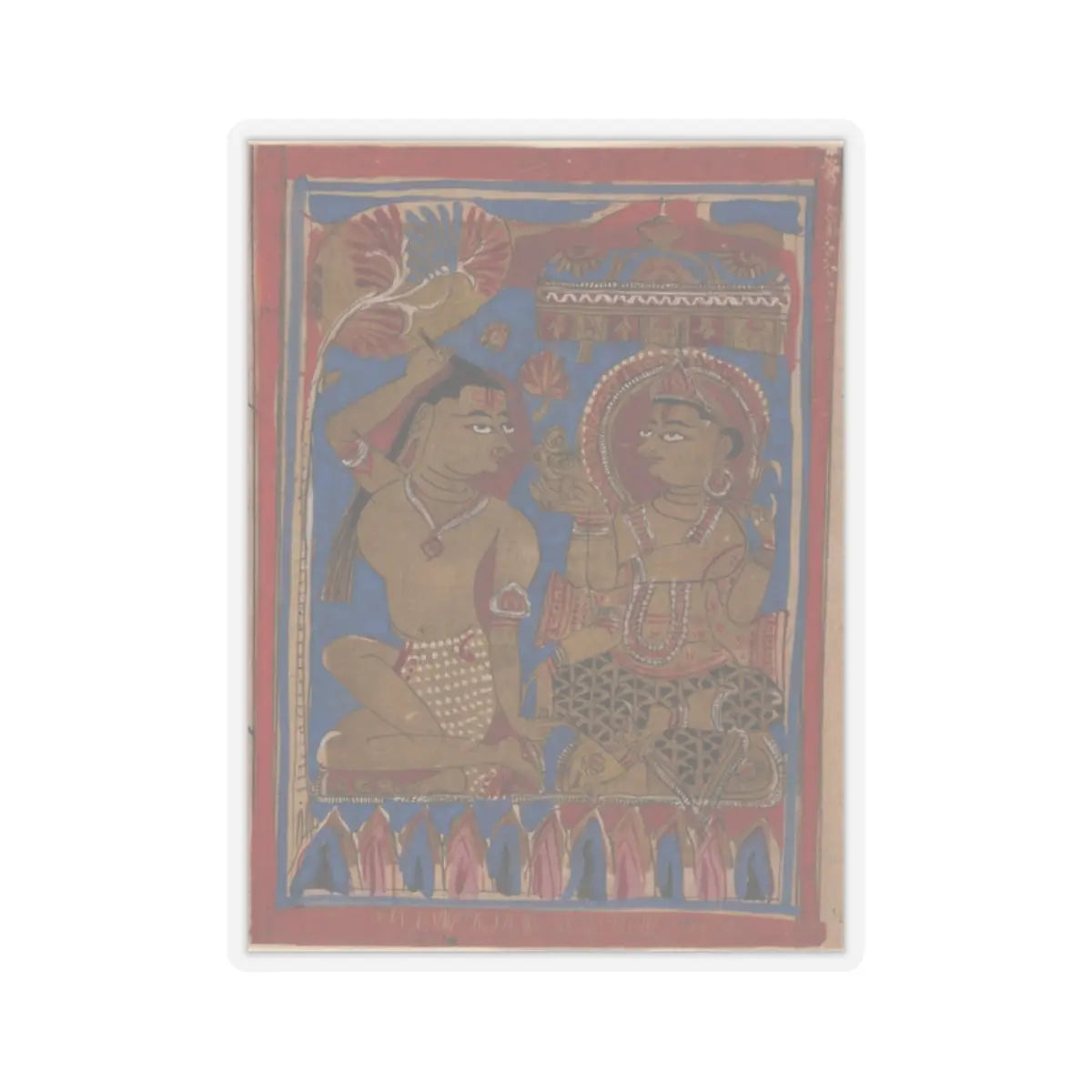 unknown - Mahavira Plucks Out His Hair- Folio from a Kalpasutra Manuscript - 15th century v1 - STICKER Vinyl Kiss-Cut Decal