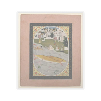 unknown - Manuscript Painting with Hindu Tantric Scene Depicting Two Fish - 1800–1820 v1 - STICKER Vinyl Kiss-Cut Decal