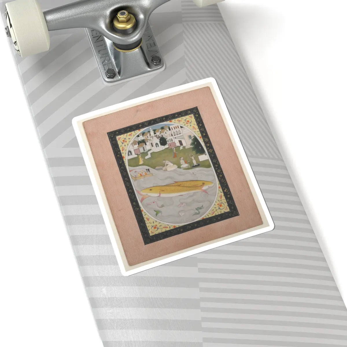 unknown - Manuscript Painting with Hindu Tantric Scene Depicting Two Fish - 1800–1820 v1 - STICKER Vinyl Kiss-Cut Decal