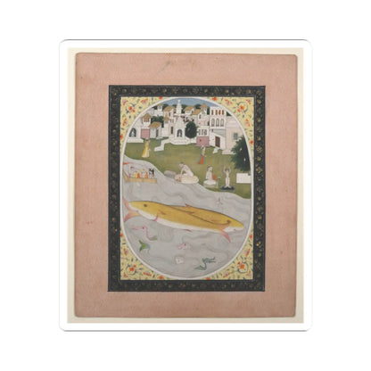 unknown - Manuscript Painting with Hindu Tantric Scene Depicting Two Fish - 1800–1820 v1 - STICKER Vinyl Kiss-Cut Decal