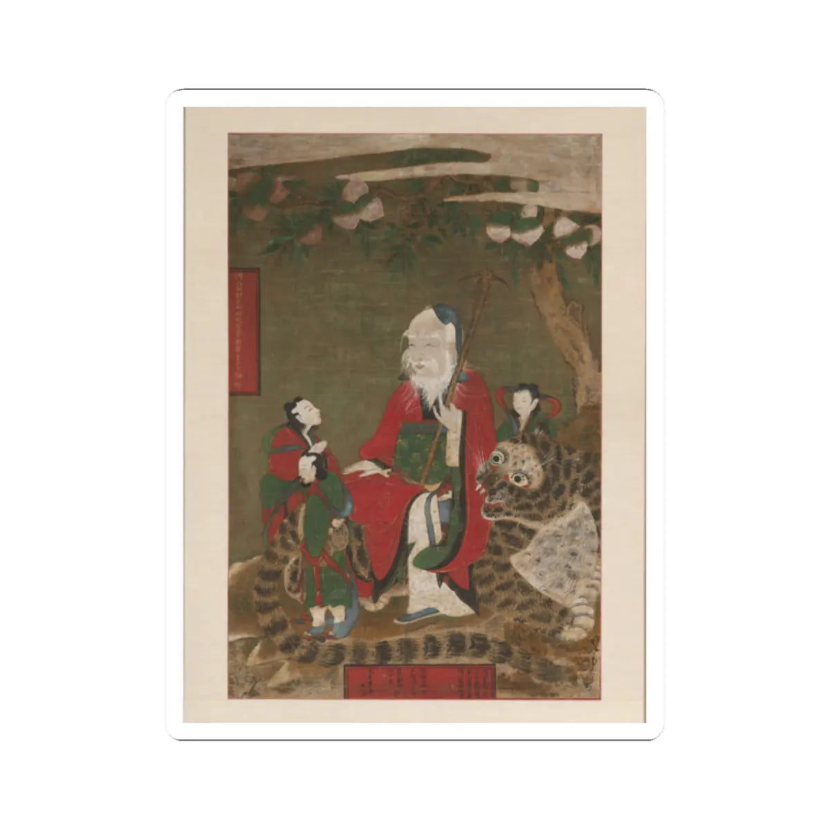 unknown - Mountain God with Tiger and Attendants - 1874 - STICKER Vinyl Kiss-Cut Decal
