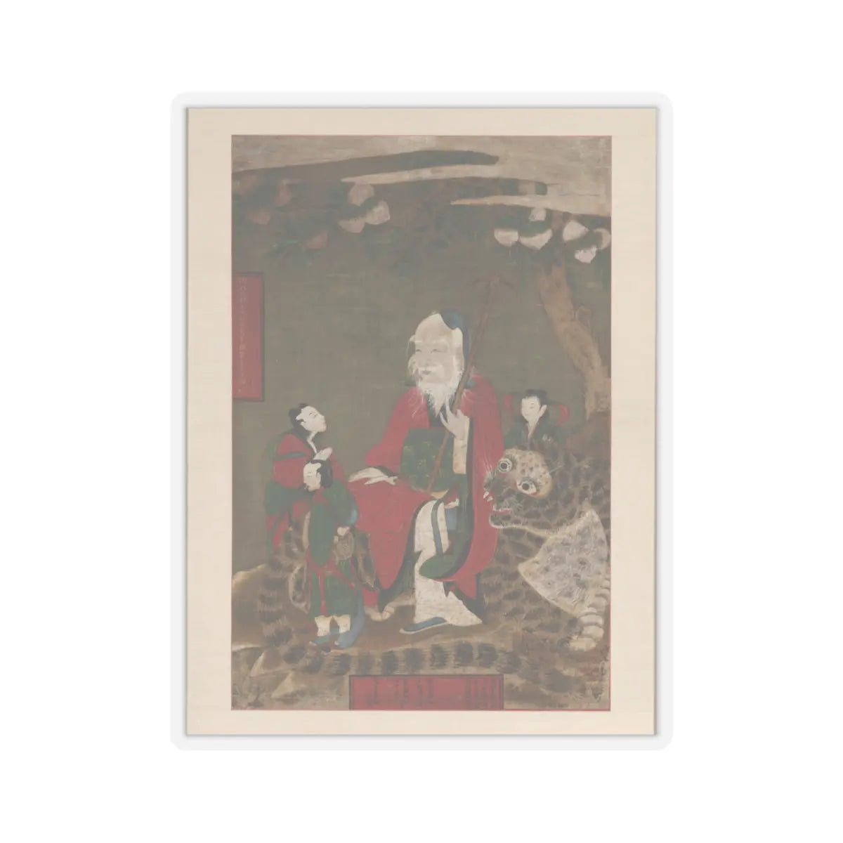unknown - Mountain God with Tiger and Attendants - 1874 - STICKER Vinyl Kiss-Cut Decal