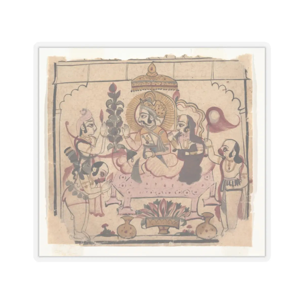 unknown - Page from a Dispersed Ramayana- (Story of Rama) - ca. mid-18th century v1 - STICKER Vinyl Kiss-Cut Decal