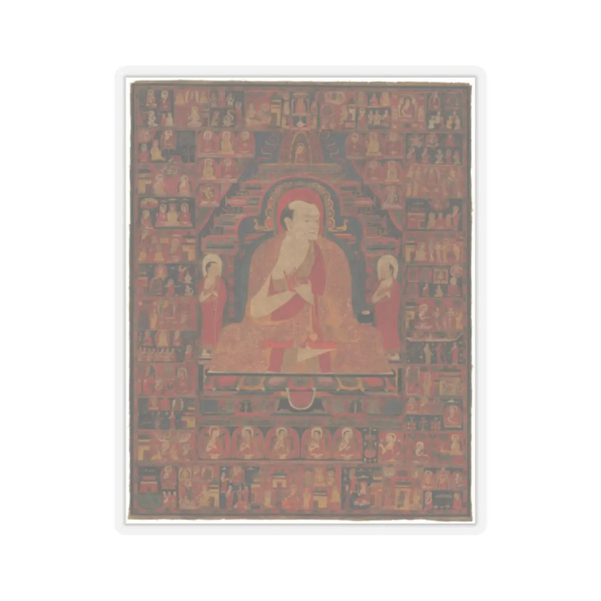 unknown - Portrait of Shakyashribhadra with His Life Episodes and Lineage - early to mid-14th century - STICKER Vinyl Kiss-Cut Decal