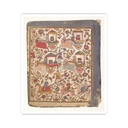 unknown - Procession of Carriages Carrying Booty- Page from a Dispersed Bhagavata Purana Manuscript - ca. 1640–50 v1 - STICKER Vinyl Kiss-Cut Decal