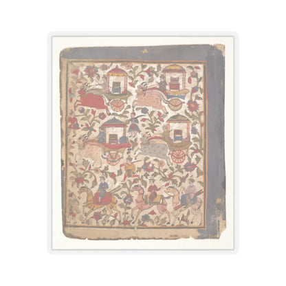unknown - Procession of Carriages Carrying Booty- Page from a Dispersed Bhagavata Purana Manuscript - ca. 1640–50 v1 - STICKER Vinyl Kiss-Cut Decal