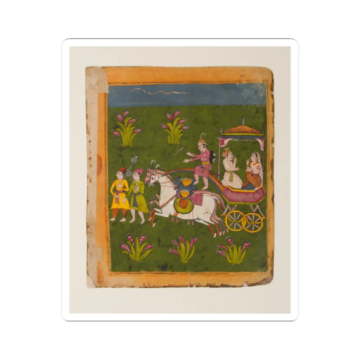 unknown - Procession of Carriages Carrying Booty- Page from a Dispersed Bhagavata Purana Manuscript - ca. 1640–50 v2 - STICKER Vinyl Kiss-Cut Decal