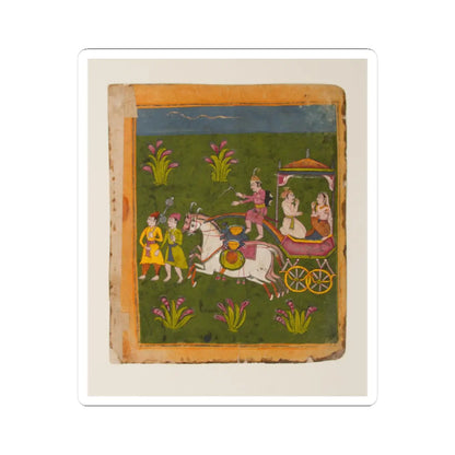 unknown - Procession of Carriages Carrying Booty- Page from a Dispersed Bhagavata Purana Manuscript - ca. 1640–50 v2 - STICKER Vinyl Kiss-Cut Decal
