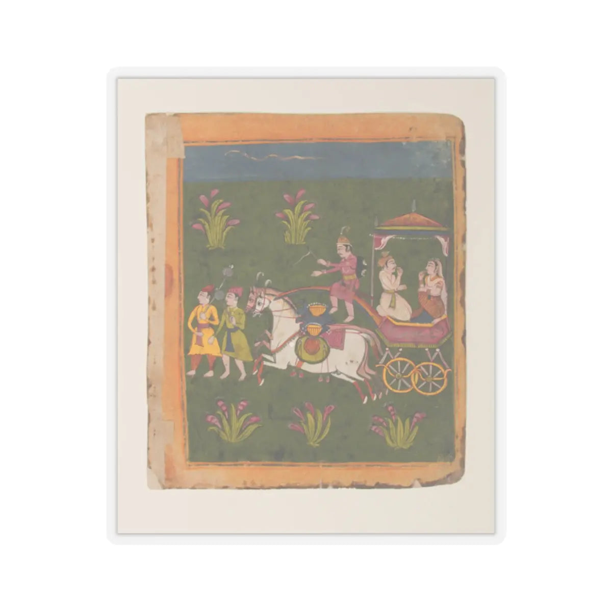 unknown - Procession of Carriages Carrying Booty- Page from a Dispersed Bhagavata Purana Manuscript - ca. 1640–50 v2 - STICKER Vinyl Kiss-Cut Decal