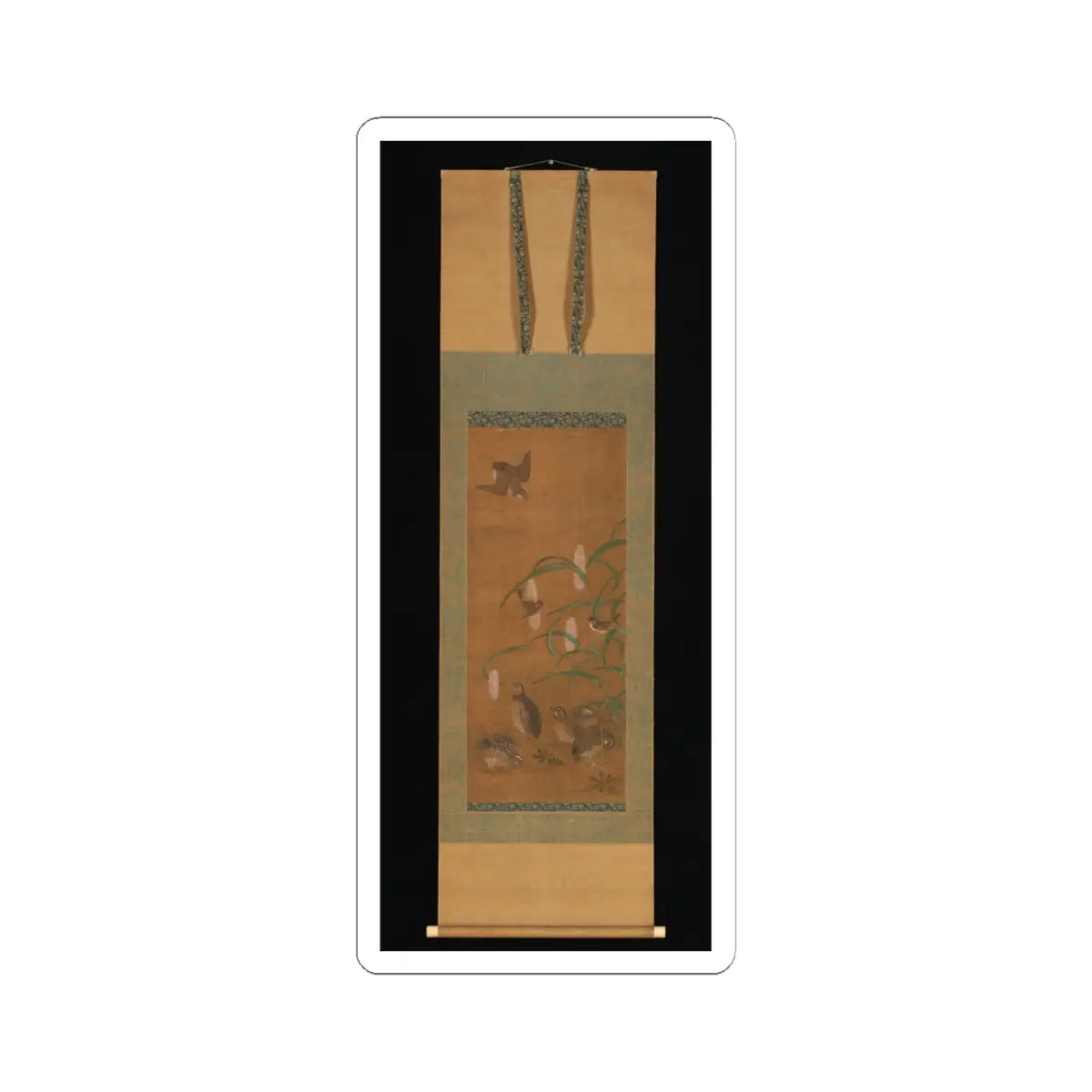 unknown - Quail, Sparrows, and Millet - early 16th century v2 - STICKER Vinyl Kiss-Cut Decal