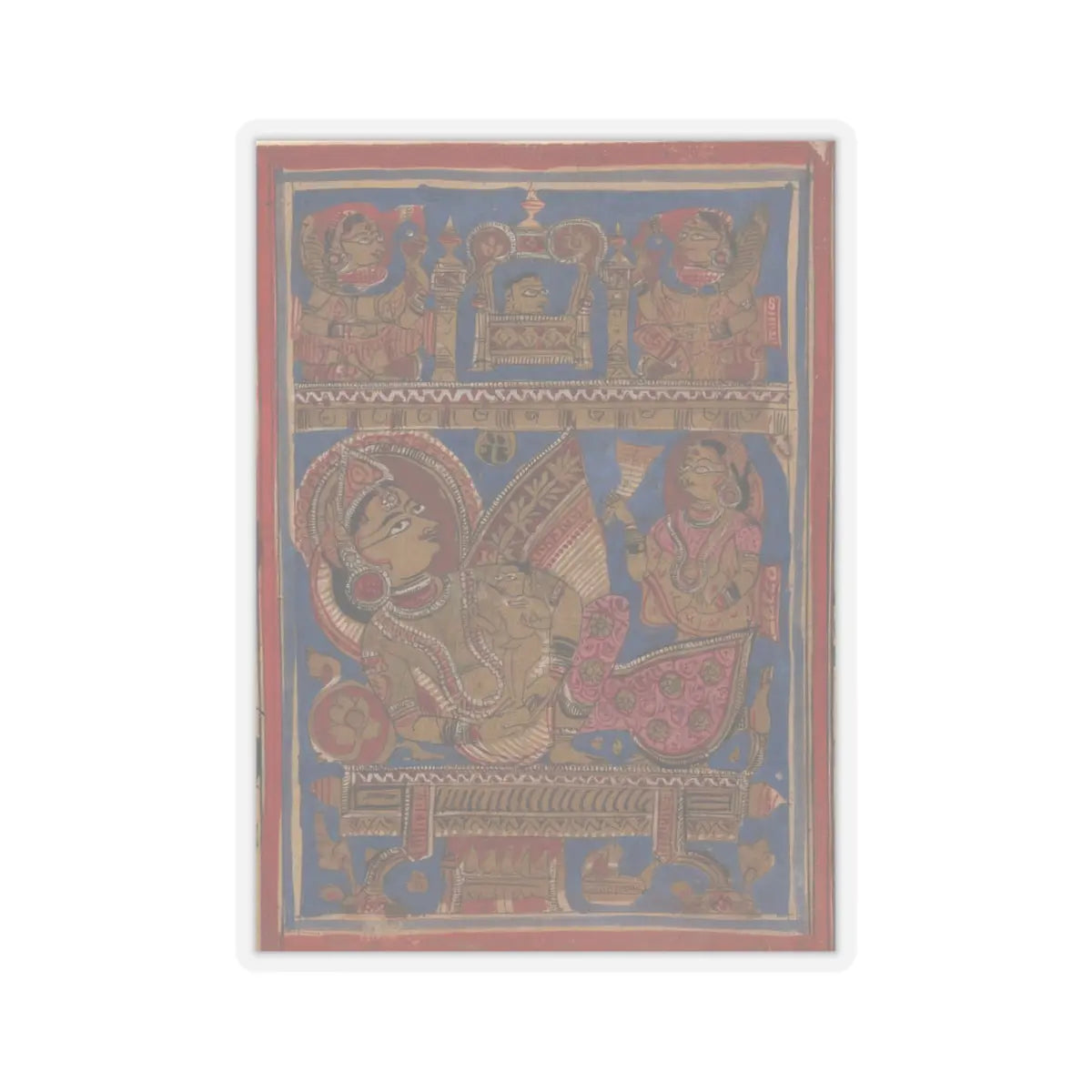 unknown - Queen Trisala Nursing the Newborn Mahavira- Folio from a Kalpasutra Manuscript - 15th century v1 - STICKER Vinyl Kiss-Cut Decal