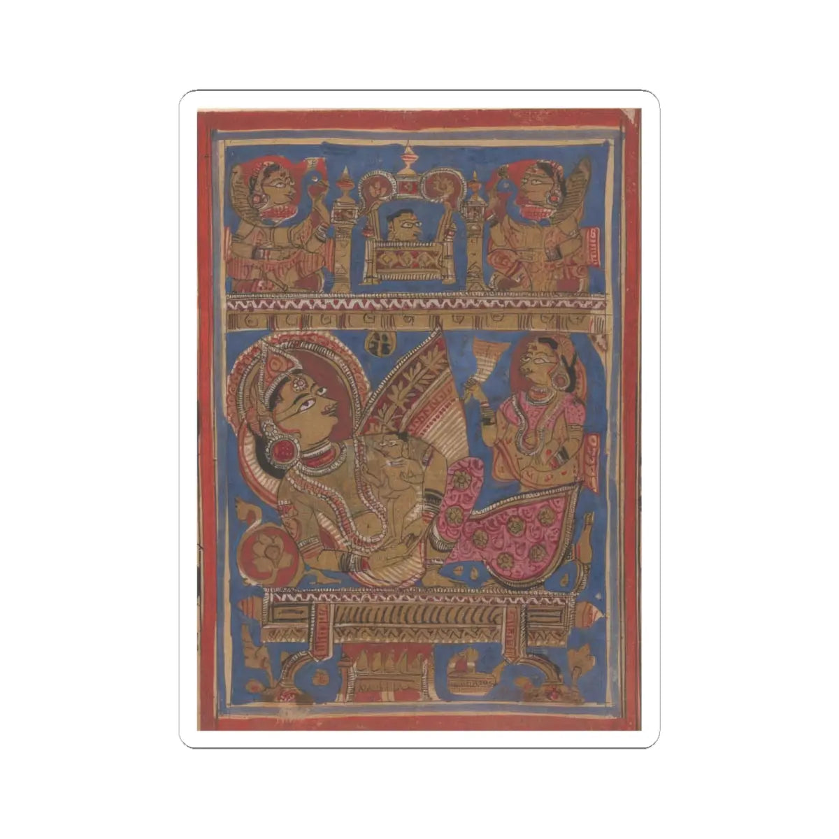 unknown - Queen Trisala Nursing the Newborn Mahavira- Folio from a Kalpasutra Manuscript - 15th century v1 - STICKER Vinyl Kiss-Cut Decal
