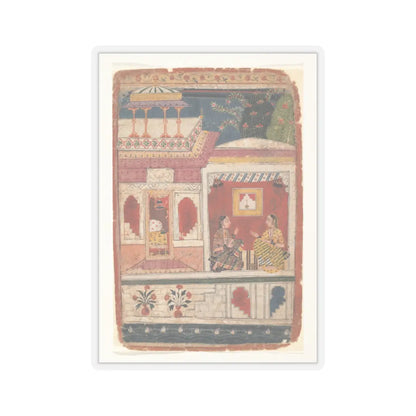 unknown - Radha and Her Confidant Sit in an Open Room- Page from a Dispersed Rasikapriya - ca. 1680–90 v1 - STICKER Vinyl Kiss-Cut Decal