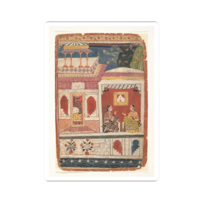 unknown - Radha and Her Confidant Sit in an Open Room- Page from a Dispersed Rasikapriya - ca. 1680–90 v1 - STICKER Vinyl Kiss-Cut Decal