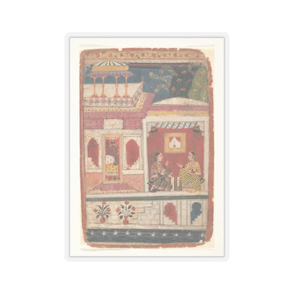 unknown - Radha and Her Confidant Sit in an Open Room- Page from a Dispersed Rasikapriya - ca. 1680–90 v1 - STICKER Vinyl Kiss-Cut Decal