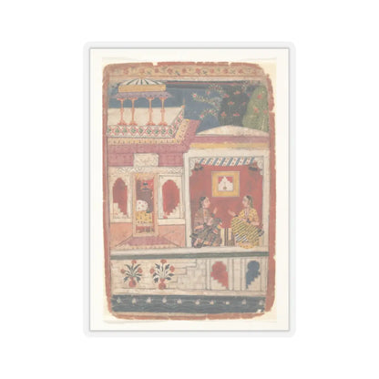 unknown - Radha and Her Confidant Sit in an Open Room- Page from a Dispersed Rasikapriya - ca. 1680–90 v1 - STICKER Vinyl Kiss-Cut Decal