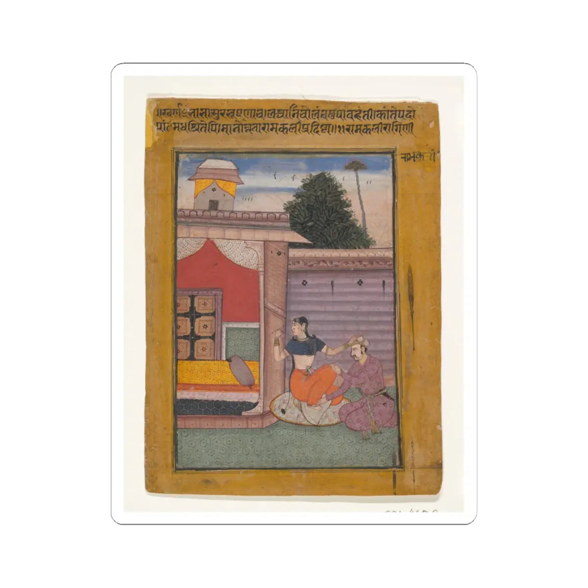 unknown - Ramkali Ragini- Folio from a ragamala series (Garland of Musical Modes) - ca. 1605–06 v1 - STICKER Vinyl Kiss-Cut Decal