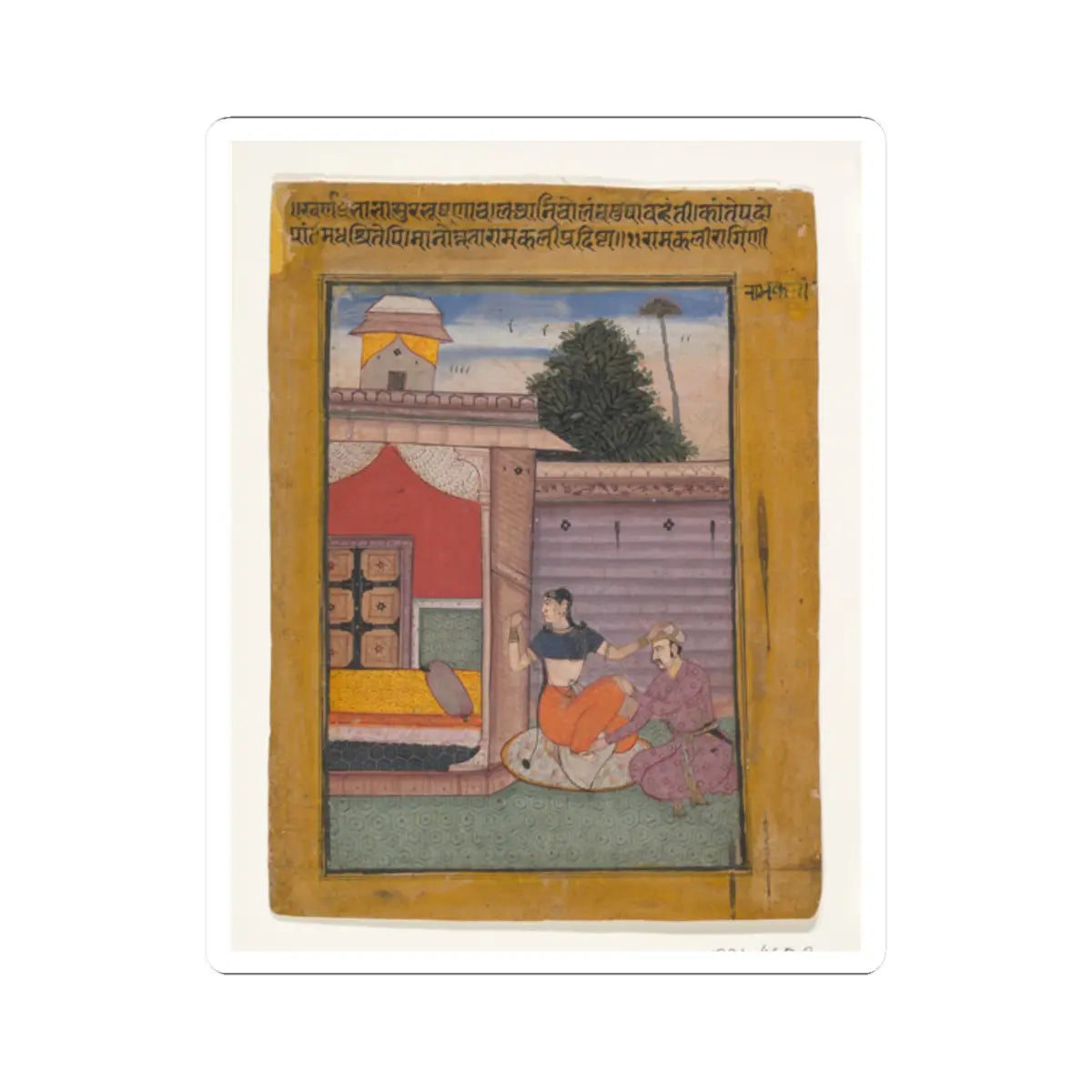 unknown - Ramkali Ragini- Folio from a ragamala series (Garland of Musical Modes) - ca. 1605–06 v1 - STICKER Vinyl Kiss-Cut Decal