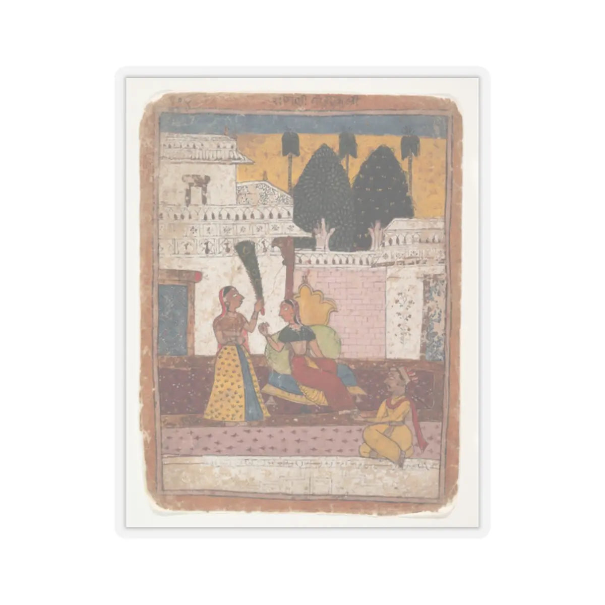 unknown - Ramkali Ragini- Page from a Dispersed Ragamala Series (Garland of Musical Modes) - 18th century v1 - STICKER Vinyl Kiss-Cut Decal