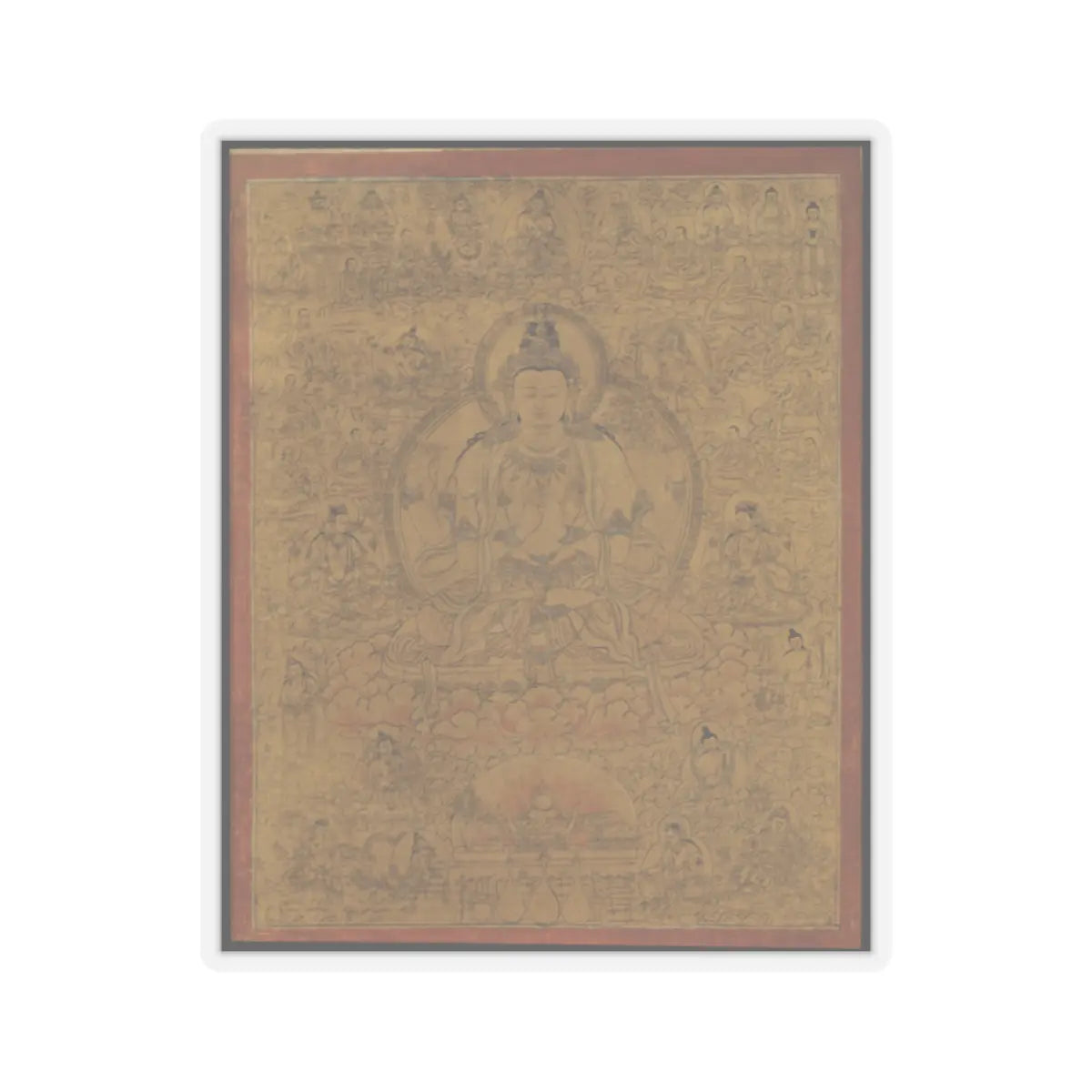 unknown - Sadaksari-Lokeshvara Surrounded by Manifestations and Monks - late 15th century v1 - STICKER Vinyl Kiss-Cut Decal