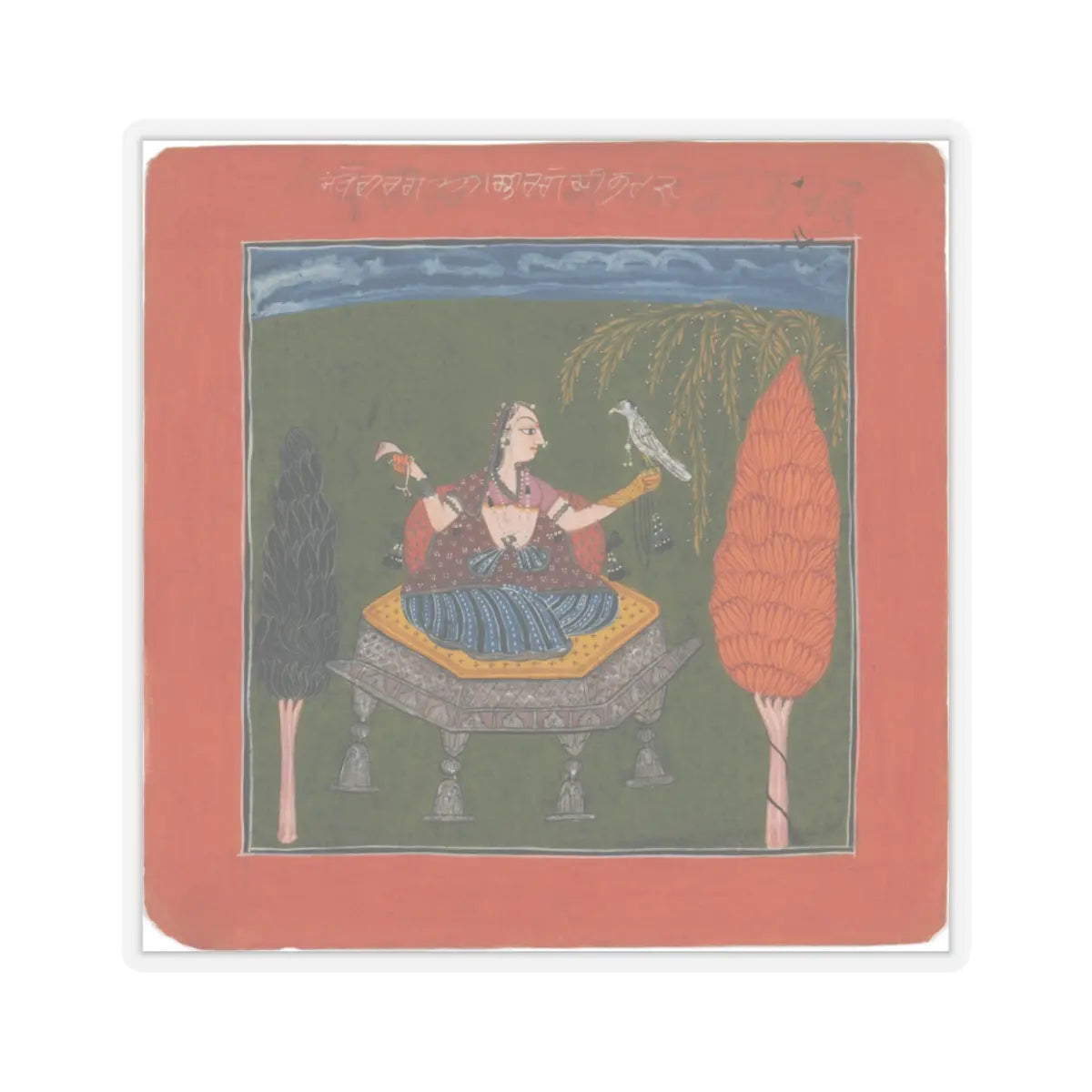 unknown - Sanveri Ragini, Page from a Ragamala Series (Garland of Musical Modes) - ca. 1700–1710 v1 - STICKER Vinyl Kiss-Cut Decal