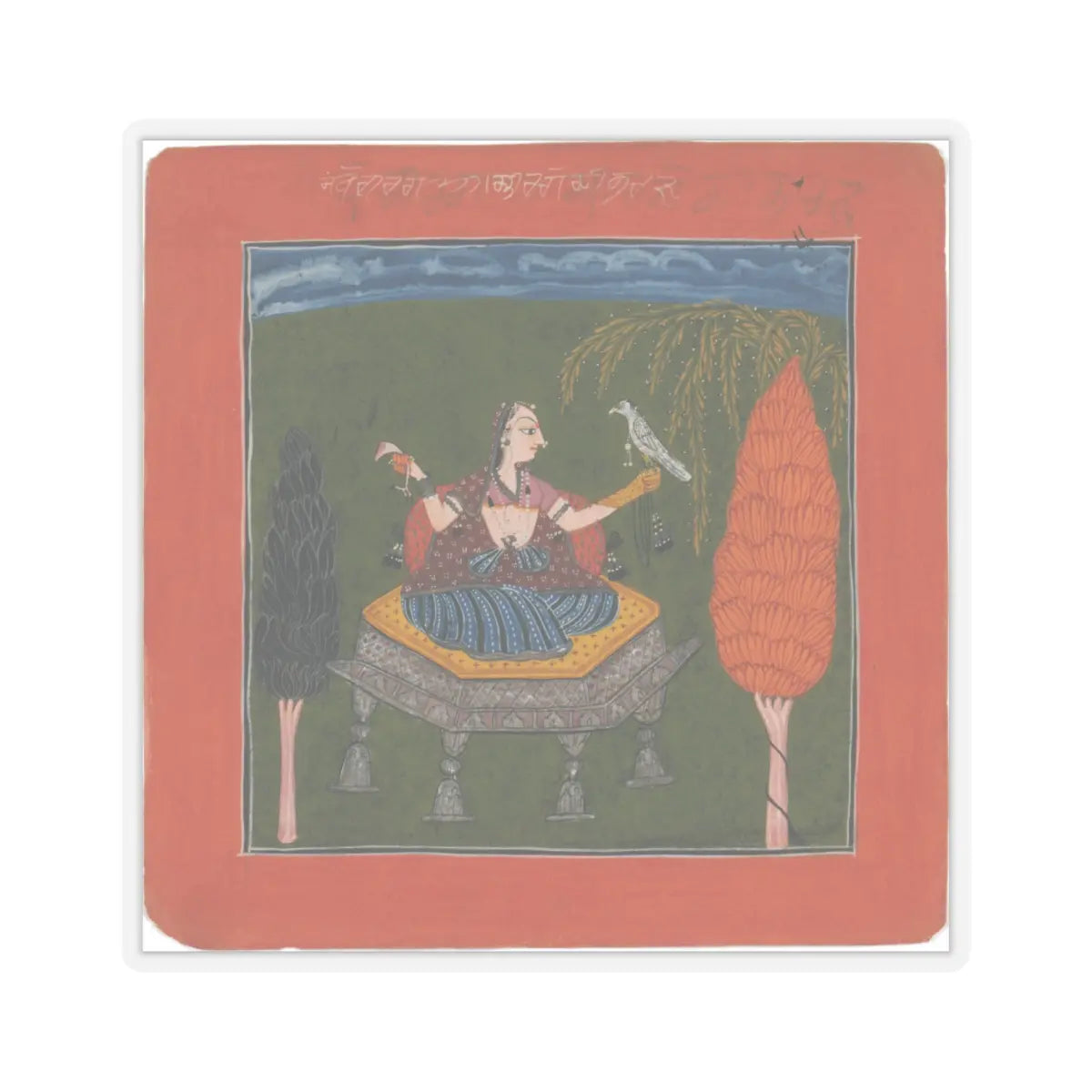 unknown - Sanveri Ragini, Page from a Ragamala Series (Garland of Musical Modes) - ca. 1700–1710 v1 - STICKER Vinyl Kiss-Cut Decal
