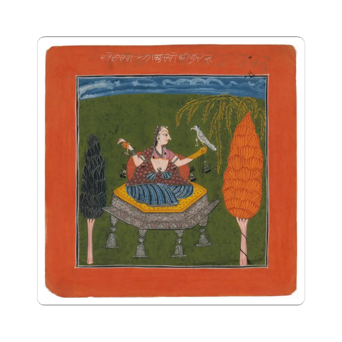 unknown - Sanveri Ragini, Page from a Ragamala Series (Garland of Musical Modes) - ca. 1700–1710 v1 - STICKER Vinyl Kiss-Cut Decal