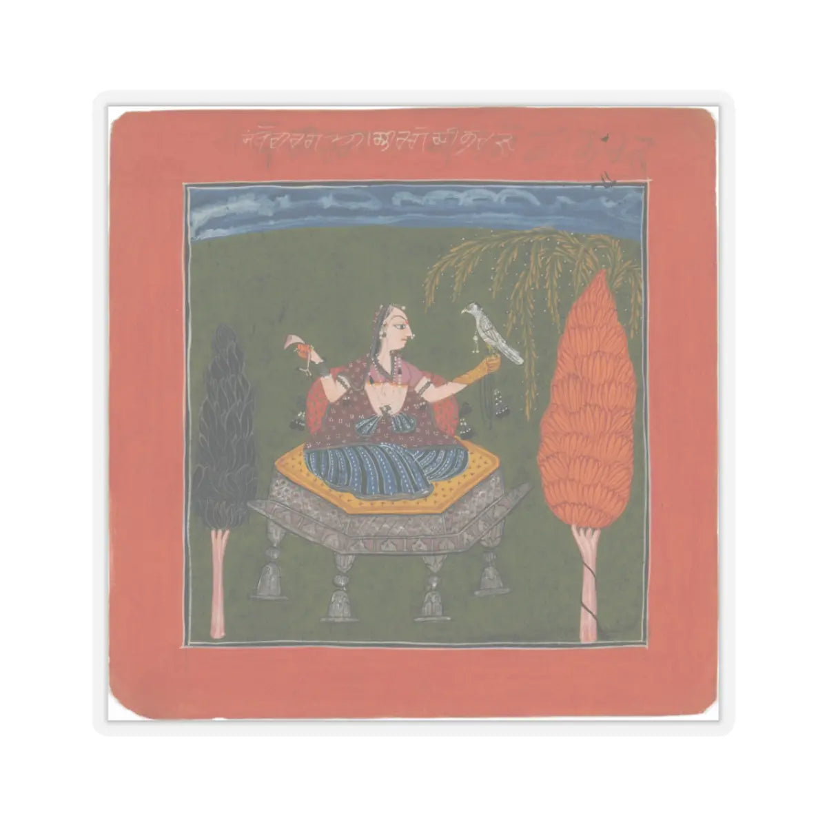 unknown - Sanveri Ragini, Page from a Ragamala Series (Garland of Musical Modes) - ca. 1700–1710 v1 - STICKER Vinyl Kiss-Cut Decal